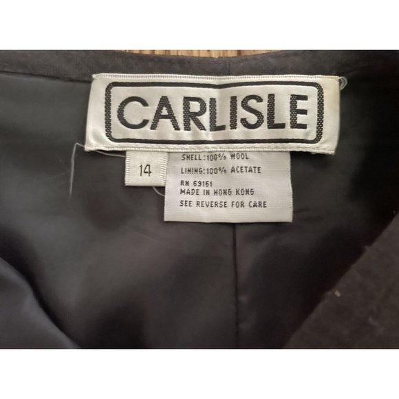 CARLISLE Gray‎ Side-Zip Wool Dress Pants High Waist Straight-Leg Size 14 - Picture 4 of 5